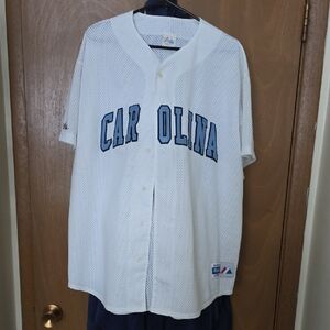 Vintage Majestic White Mesh Jersey with Blue Carolina Tarheels